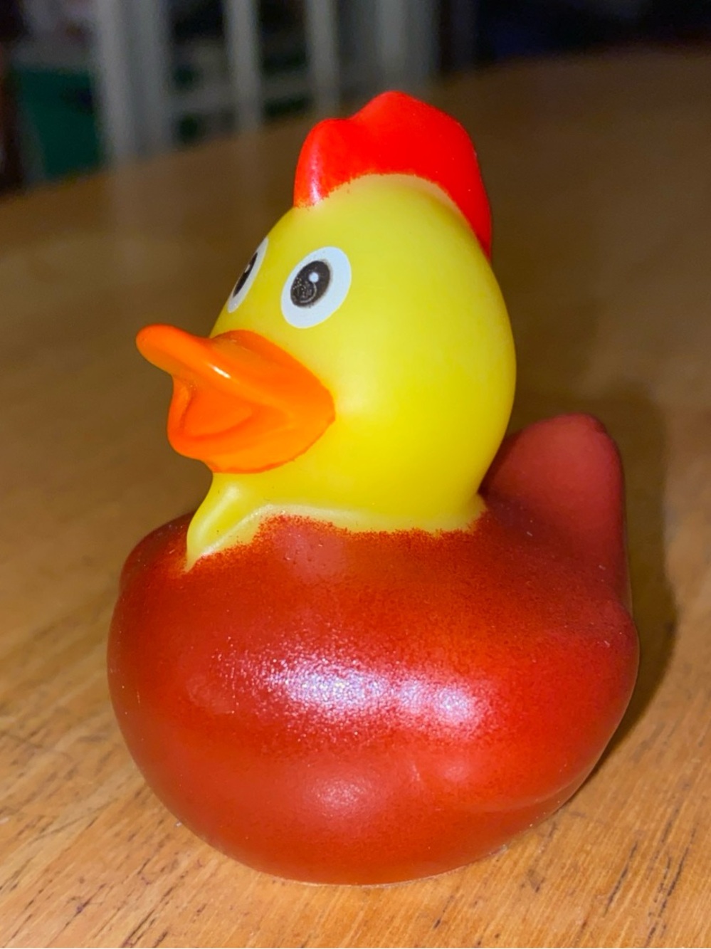 2.25" Rooster Rubber Ducky Brown/Yellow With Orange Bill in great condition